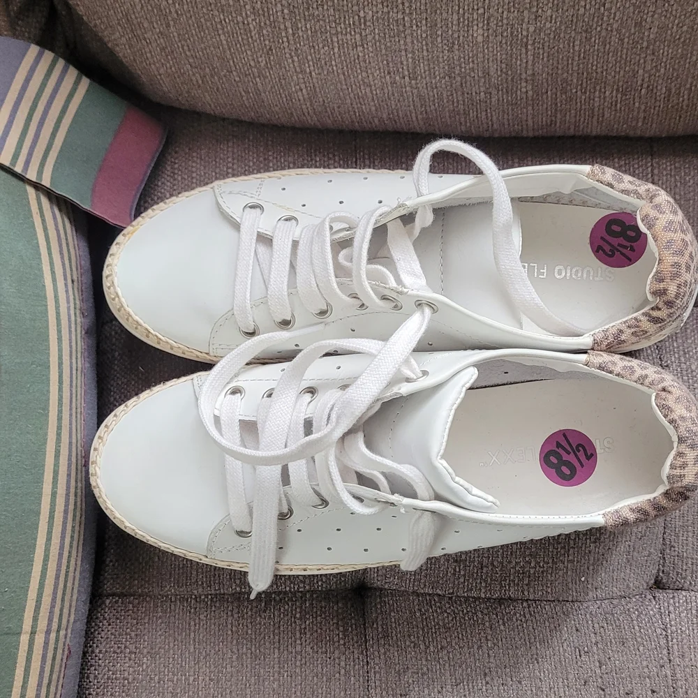 Women's White and Tan Espadrille Sneakers - Picture 3 of 5
